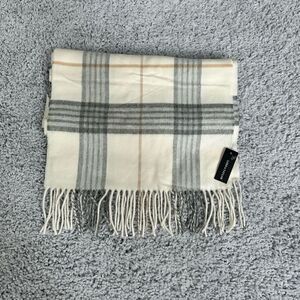 Lord and Taylor Cream Plaid Scarf
